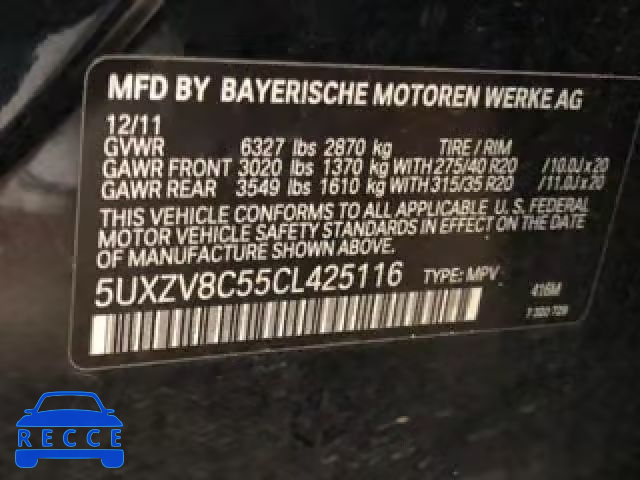 2012 BMW X5 XDRIVE5 5UXZV8C55CL425116 image 8