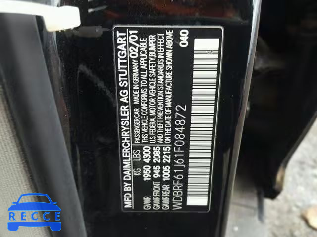 2001 MERCEDES-BENZ C 240 WDBRF61J61F084872 Bild 9