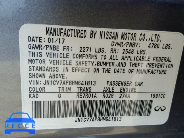 2017 INFINITI Q50 BASE JN1CV7AP8HM641813 image 9