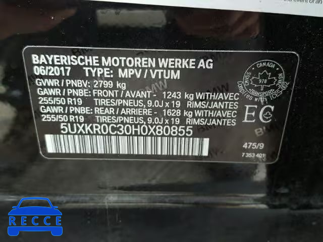 2017 BMW X5 XDRIVE3 5UXKR0C30H0X80855 Bild 9