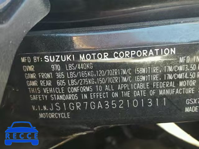 2005 SUZUKI GSX750 F JS1GR7GA352101311 image 9