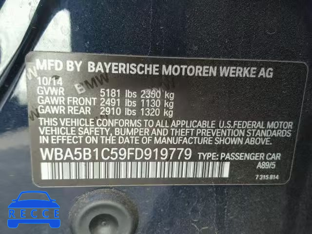 2015 BMW 535 I WBA5B1C59FD919779 Bild 9