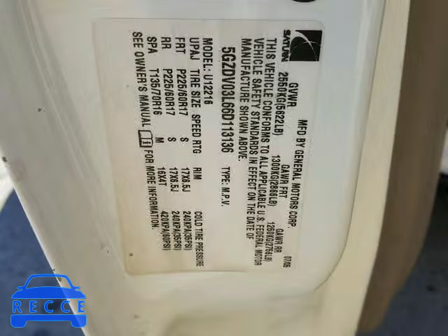 2006 SATURN RELAY 2 5GZDV03L66D113136 Bild 9