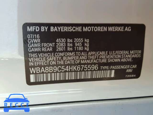 2017 BMW 330 I WBA8B9C54HK675596 зображення 9