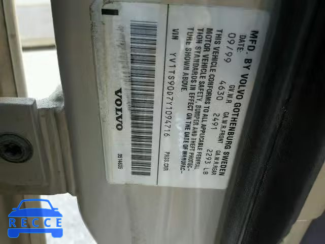 2000 VOLVO S80 T6 TUR YV1TS90D7Y1094716 image 9