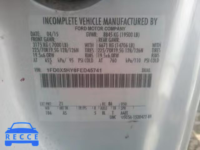 2015 FORD F550 SUPER 1FD0X5HY8FED45741 image 9