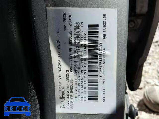 2002 MITSUBISHI DIAMANTE 6MMAP67P22T015693 image 9