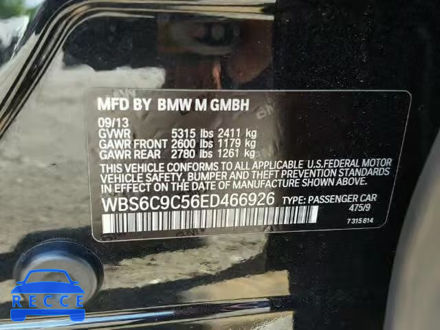 2014 BMW M6 GRAN CO WBS6C9C56ED466926 Bild 9