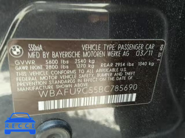 2011 BMW 550 XI WBAFU9C55BC785690 image 9