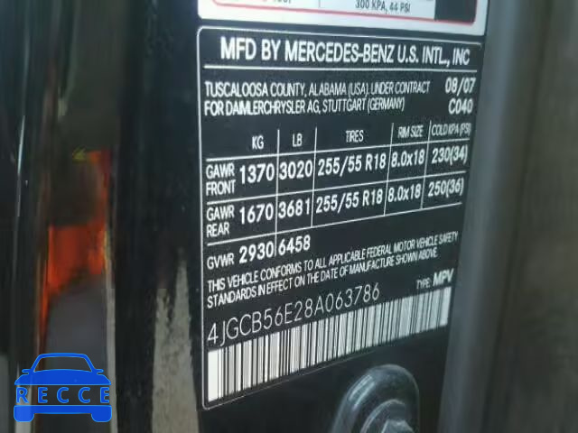 2008 MERCEDES-BENZ R 350 4JGCB56E28A063786 зображення 9