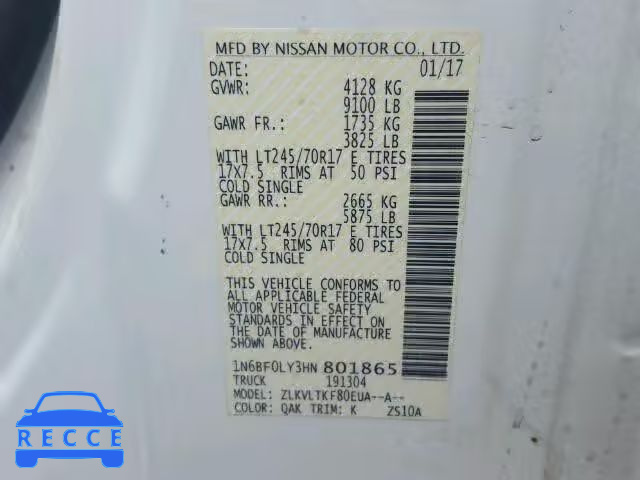 2017 NISSAN NV 2500 S 1N6BF0LY3HN801865 image 9