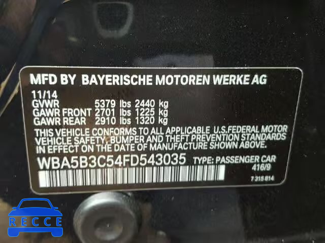 2015 BMW 535 XI WBA5B3C54FD543035 image 9