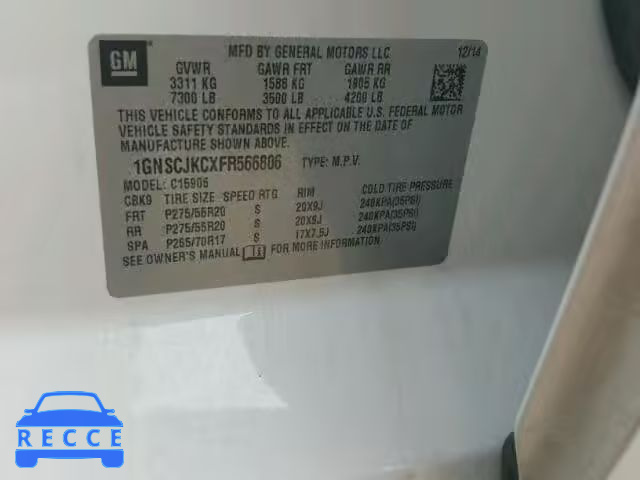 2015 CHEVROLET SUBURBAN C 1GNSCJKCXFR566806 Bild 9