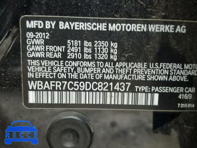 2013 BMW 535 I WBAFR7C59DC821437 зображення 9