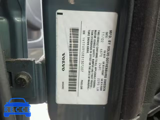 2003 VOLVO S80 T6 TUR YV1TS91Z831307207 зображення 9