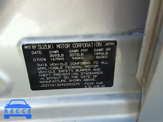 2009 SUZUKI SX4 BASE JS2YC412696200270 зображення 9