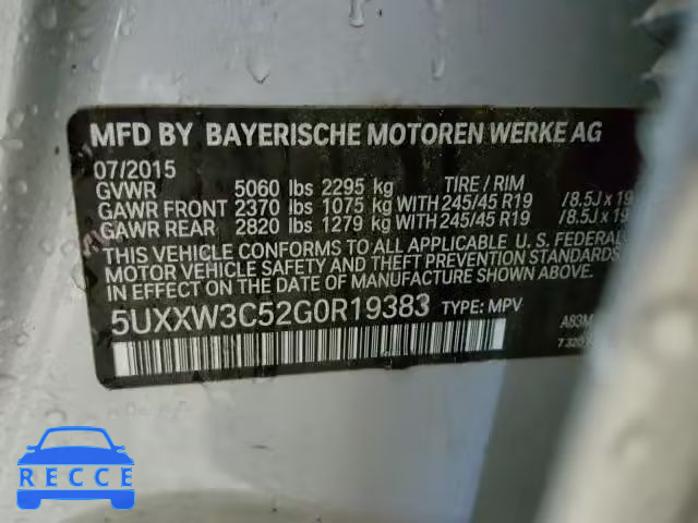 2016 BMW X4 XDRIVE2 5UXXW3C52G0R19383 Bild 9