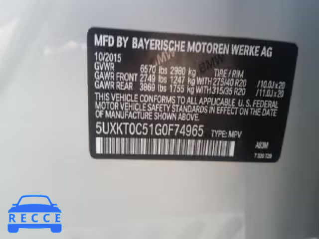 2016 BMW X5 XDR40E 5UXKT0C51G0F74965 зображення 9