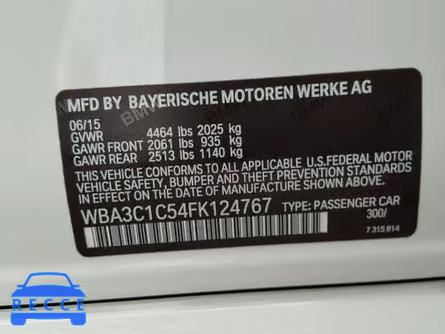 2015 BMW 328 I SULE WBA3C1C54FK124767 Bild 9