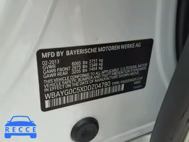 2013 BMW 760 LI WBAYG0C5XDDZ04780 зображення 9