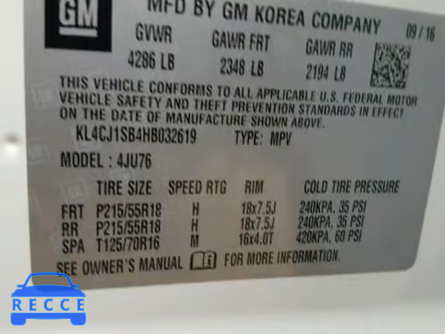 2017 BUICK ENCORE SPO KL4CJ1SB4HB032619 image 9