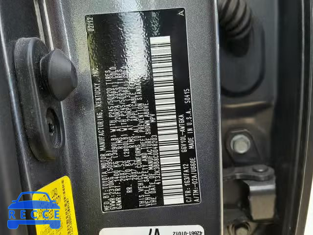 2012 TOYOTA VENZA LE 4T3ZK3BB8CU048203 Bild 9