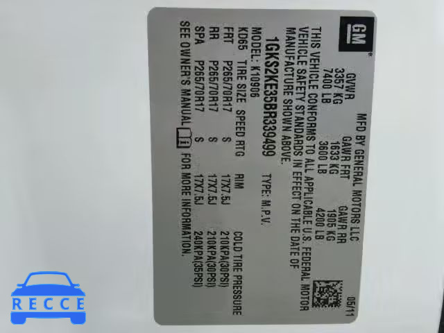 2011 GMC YUKON XL K 1GKS2KE35BR339499 image 9