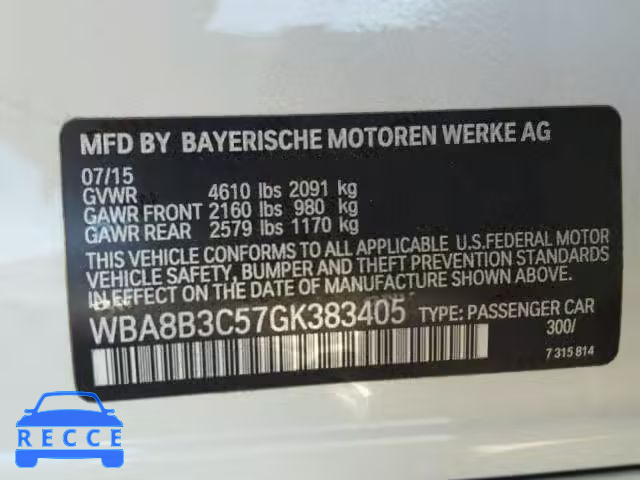 2016 BMW 340 I WBA8B3C57GK383405 зображення 9