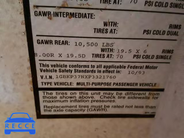 1994 FLEE MOTORHOME 1GBKP37NXP3321760 image 9