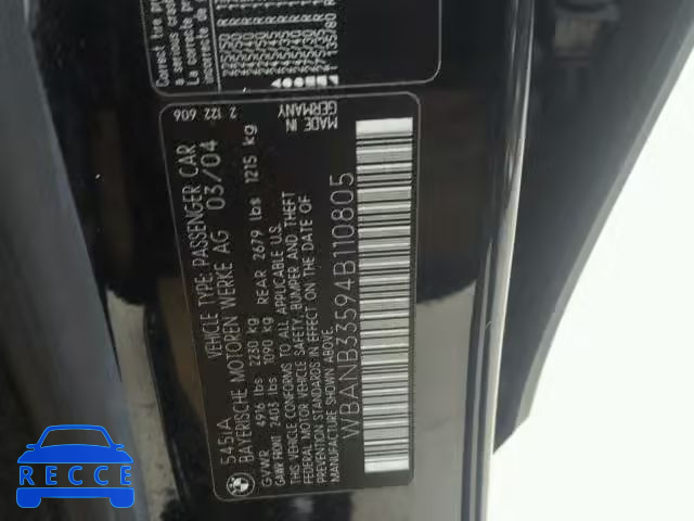 2004 BMW 545 I WBANB33594B110805 image 9