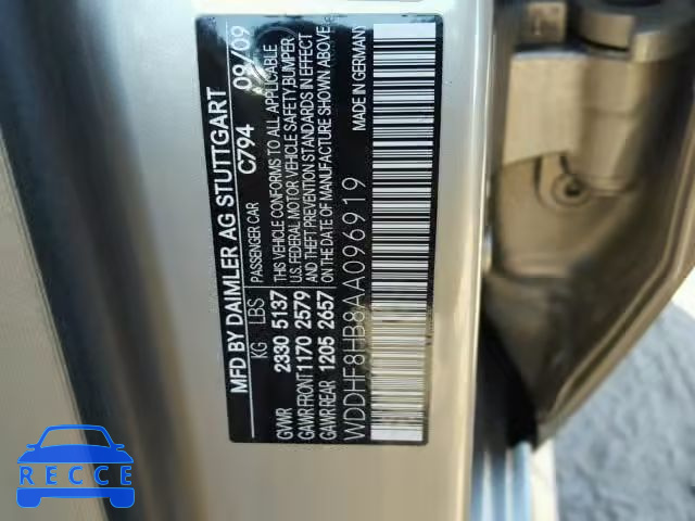 2010 MERCEDES-BENZ E 350 4MAT WDDHF8HB8AA096919 image 9