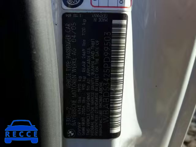 2005 BMW 330 CI WBABD53425PD99503 зображення 9