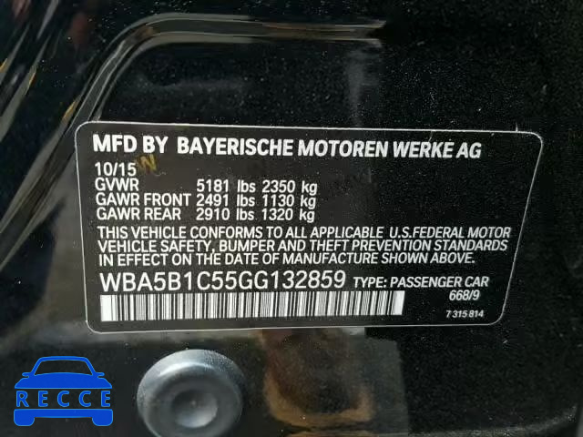 2016 BMW 535 I WBA5B1C55GG132859 зображення 9