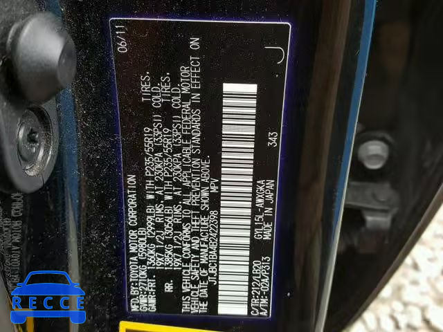2011 LEXUS RX 450 JTJBC1BA4B2422398 image 9