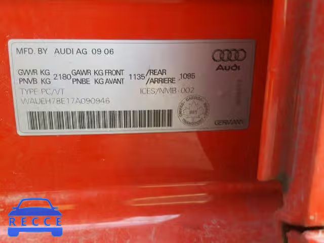 2007 AUDI A4 S-LINE WAUEH78E17A090946 image 9