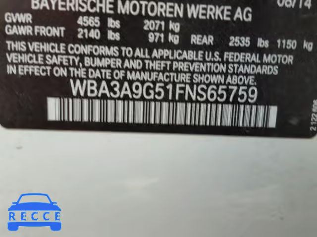 2015 BMW 335 I WBA3A9G51FNS65759 image 9