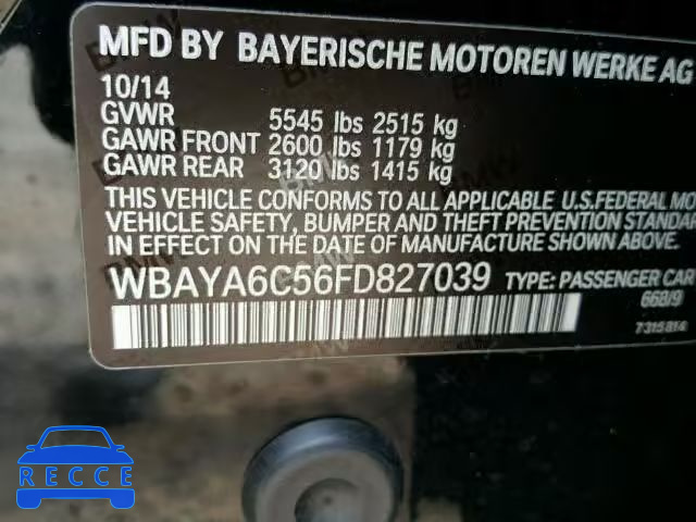2015 BMW 740 I WBAYA6C56FD827039 image 9