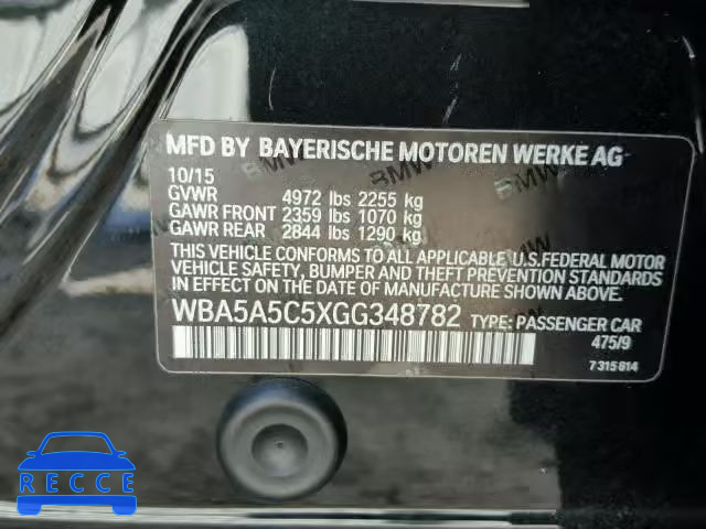 2016 BMW 528 I WBA5A5C5XGG348782 зображення 9