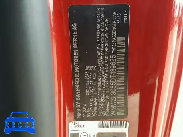 2013 MINI COOPER CLU WMWZF3C55DT489625 image 9
