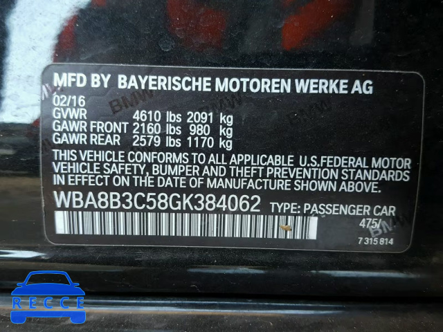 2016 BMW 340 I WBA8B3C58GK384062 зображення 9