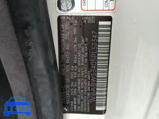 2005 BMW 330 CI WBABW53405PL52347 image 9