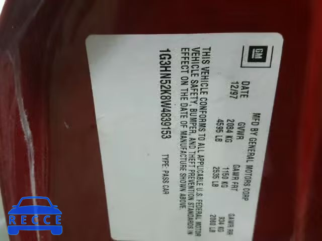 1998 OLDSMOBILE 88 BASE 1G3HN52K8W4839153 image 9