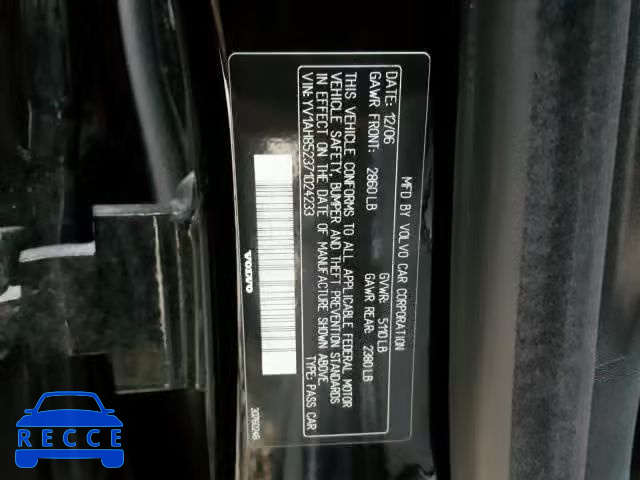 2007 VOLVO S80 V8 YV1AH852371024233 image 9