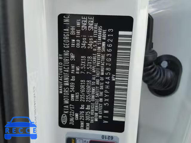 2018 KIA SORENTO EX 5XYPH4A58JG366213 image 9