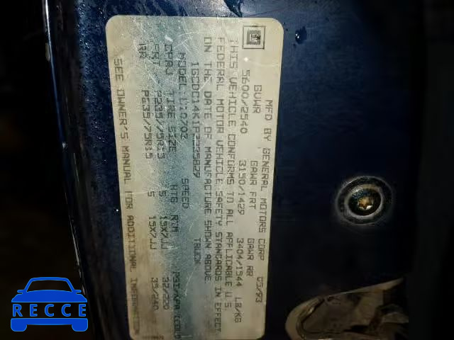 1993 CHEVROLET GMT-400 C1 1GCDC14K1PZ235829 image 9