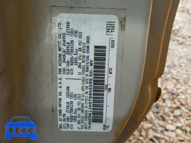 1996 NISSAN QUEST XE 4N2DN11W0TD845095 image 9