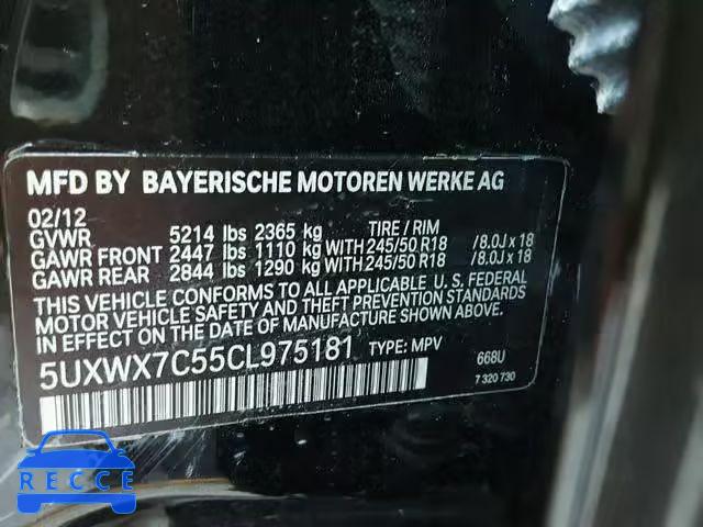 2012 BMW X3 XDRIVE3 5UXWX7C55CL975181 image 9