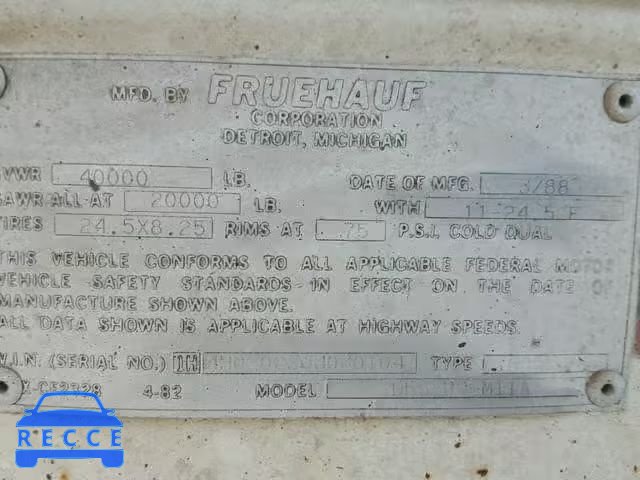 1988 FRUEHAUF TRAILER 1H4H02023JJ030104 image 9
