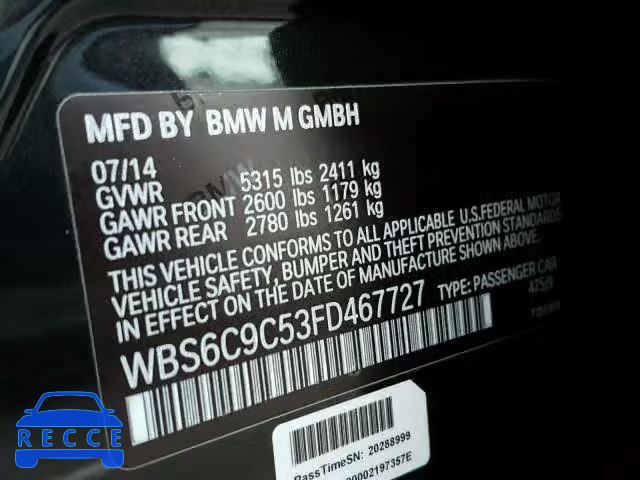2015 BMW M6 GRAN CO WBS6C9C53FD467727 image 9