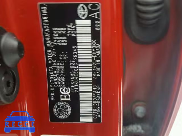 2014 TOYOTA MATRIX BAS 2T1KU4EE0EC129345 image 9